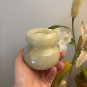 Elegant Cream Green Candle Holder